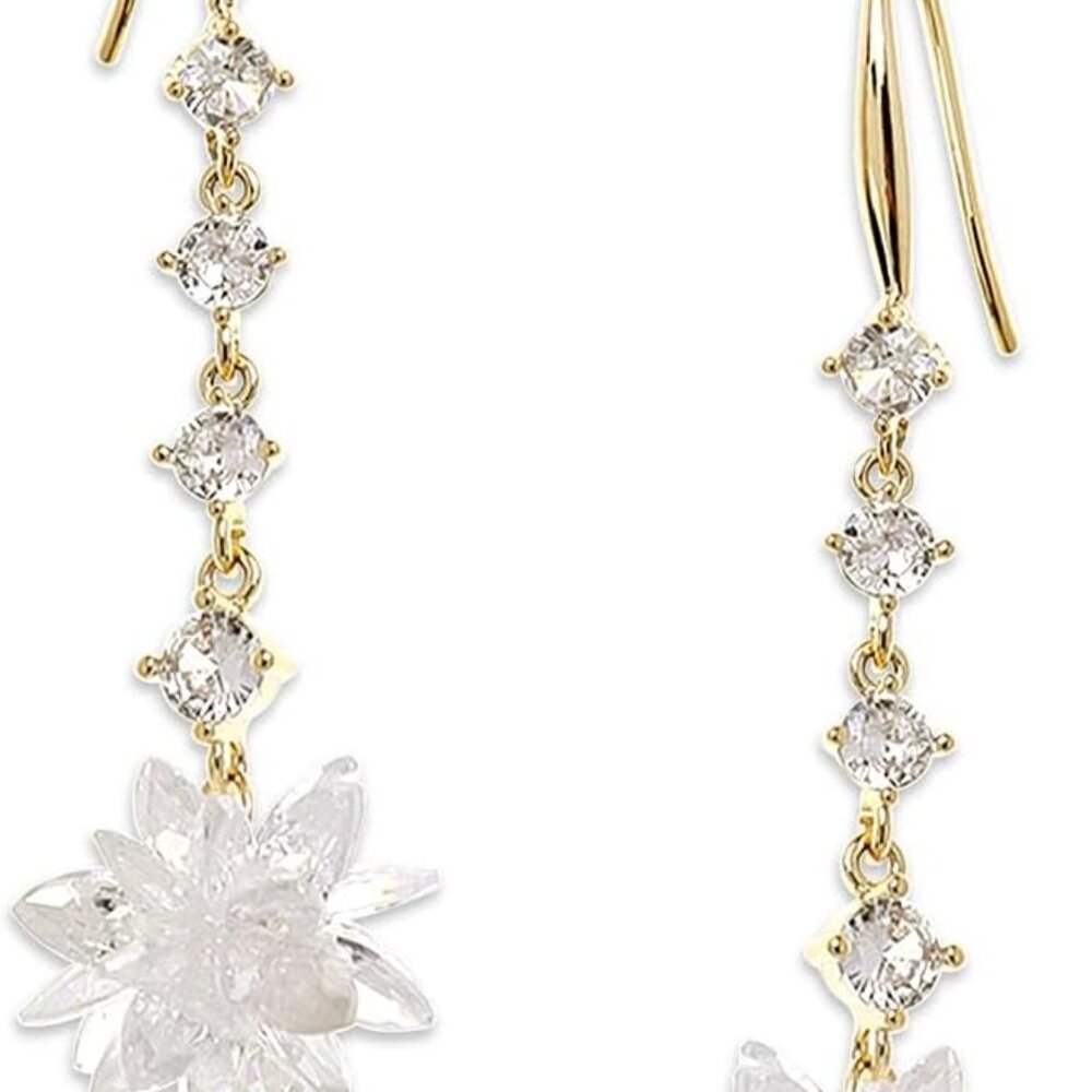 Gold Silver Small Hoop Dangle Earrings for Women, Trendy Dainty Rhinestone CZ Da